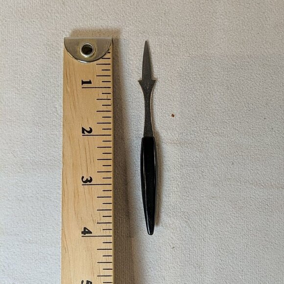 Vintage MCM Cocktail Appetizer Forks 11 Set Stainless Steel Japan Black Plastic - Picture 6 of 6